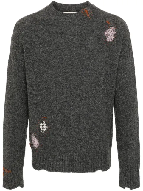 Marni Shetland ripped-detail jumper Grey GCMG0406Q0UFH938