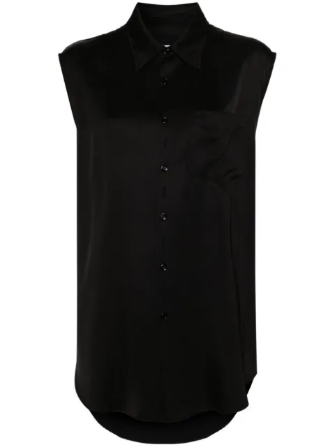 MM6 Maison Margiela ripped-detail satin-weave shirt Black S62DL0092S54450