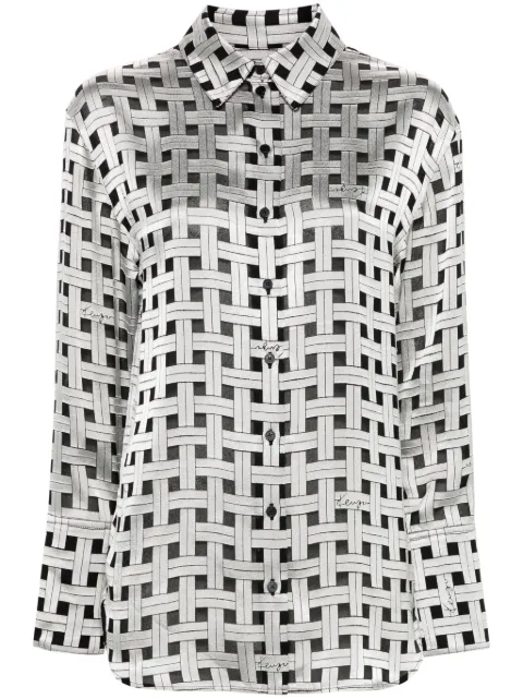 Kenzo weave-print satin shirt Black FE62CH2549I1