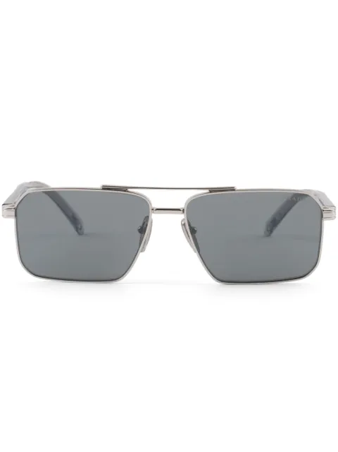 Prada Eyewear double-bridge pilot-frame sunglasses Silver 0PRA57S611BC175