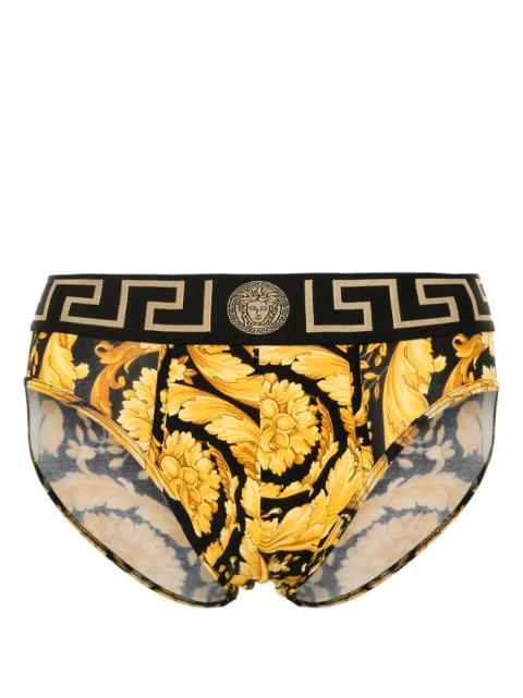 Versace printed jacquard cotton-jersey briefs Black 10013831A11188