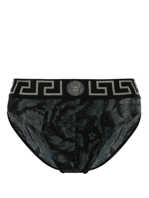 Versace printed jacquard cotton-jersey briefs Black 10013831A11188