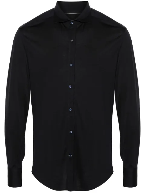Brunello Cucinelli spread-collar jersey shirt Blue MH8366686C4425