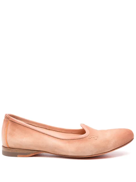Santoni embroidered-logo suede slippers Brown WUAY71013SA5SAEA