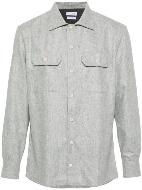 Brunello Cucinelli mélange-effect wool shirt Grey M038P0720C511