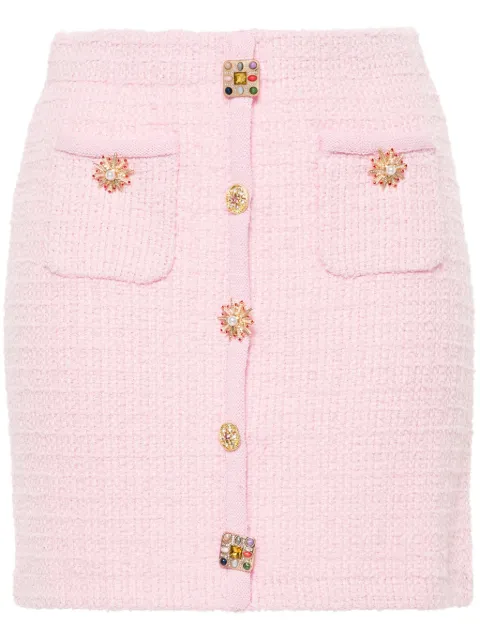 Self-Portrait jewelry-buttons knitted mini skirt Pink PF24128SKPINK