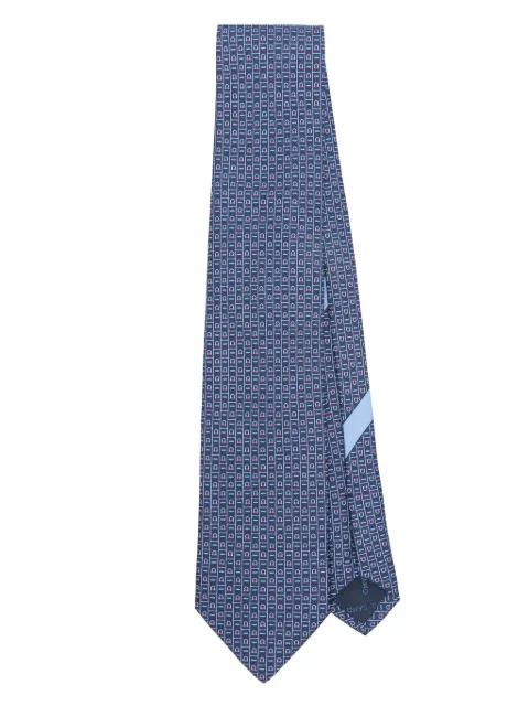 Ferragamo Ferragamo monogram print silk tie Blue 774227