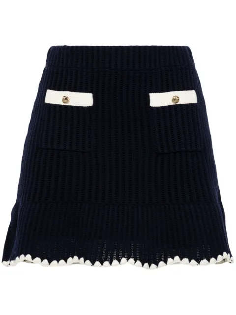 Self-Portrait crochet-knit mini skirt Blue PF24131SKNAVY