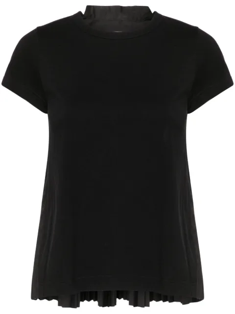 sacai knife-pleats crew-neck T-shirt Black SCW238