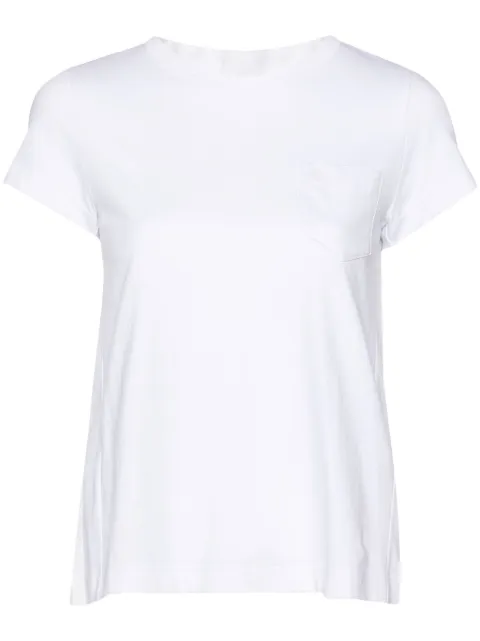 sacai knife-pleats crew-neck T-shirt White SCW238