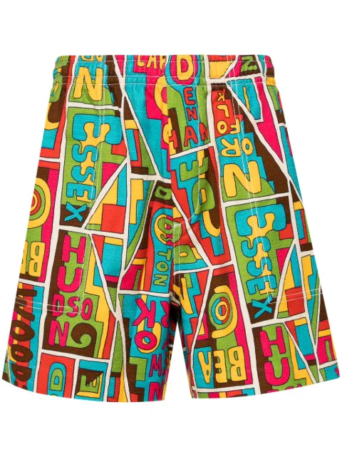 BODE graphic-print bermuda cotton shorts Red MRS24BT006