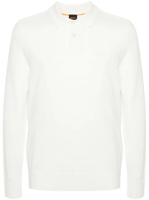 BOSS logo-embroidered virgin wool blend jumper White 50519958