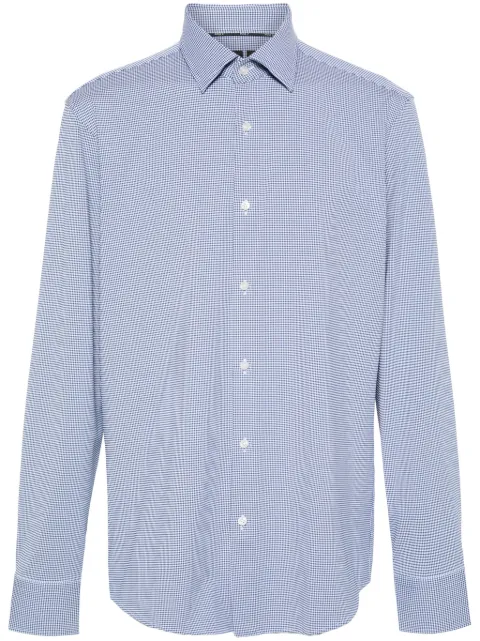 BOSS gingham-check long-sleeve shirt Blue 50520080