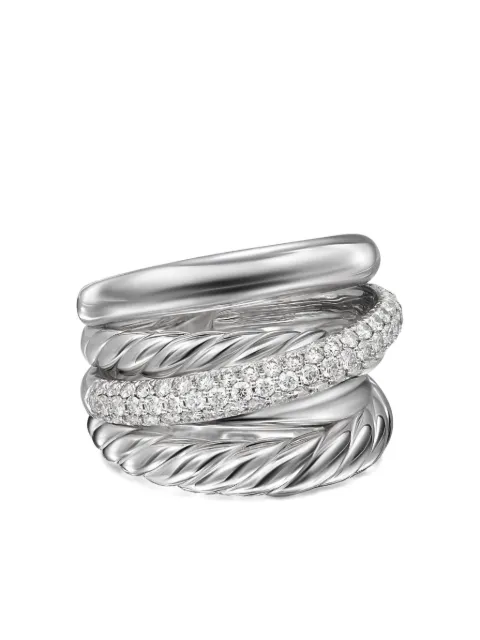 David Yurman sterling silver Crossover Five Row diamond ring (17.5mm) Silver R18406DSSADI