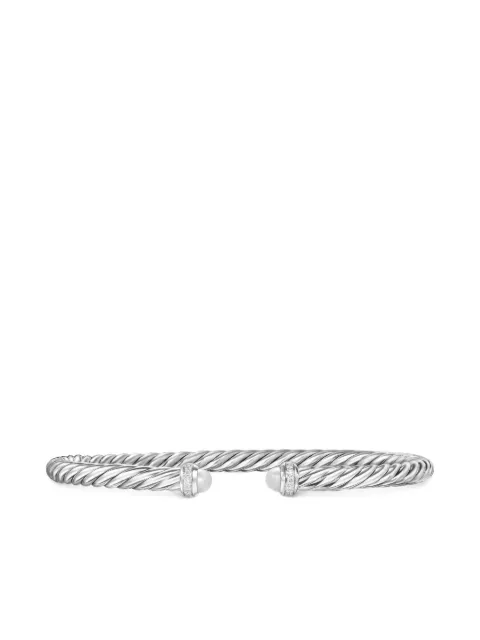 David Yurman sterling silver Cablespira pearl and diamond bracelet (4mm) Silver B18092DSSDPEDI