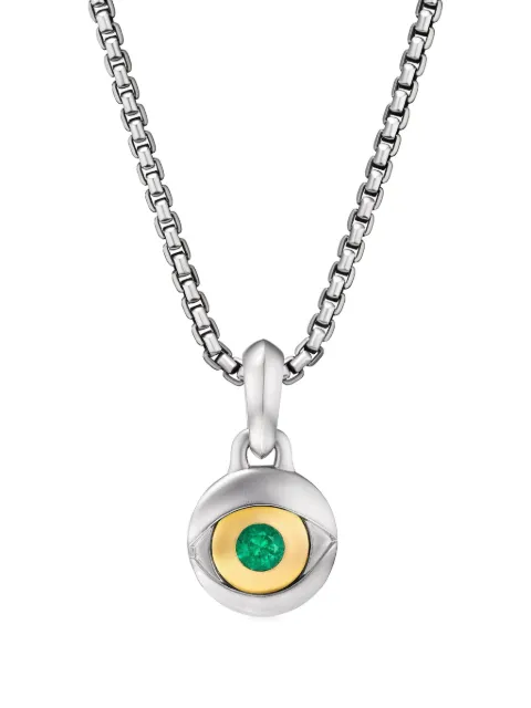 David Yurman sterling silver Evil Eye emerald amulet (14.5mm) Silver D25231MS8AEM