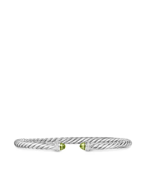 David Yurman sterling silver Cablespira peridot and diamonds bracelet (4mm) Silver B18092DSSAPRDI