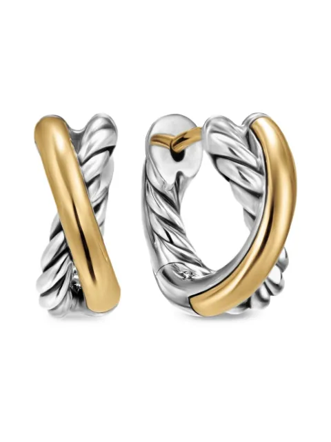 David Yurman 18kt yellow gold Crossover hoop earrings Silver E18367