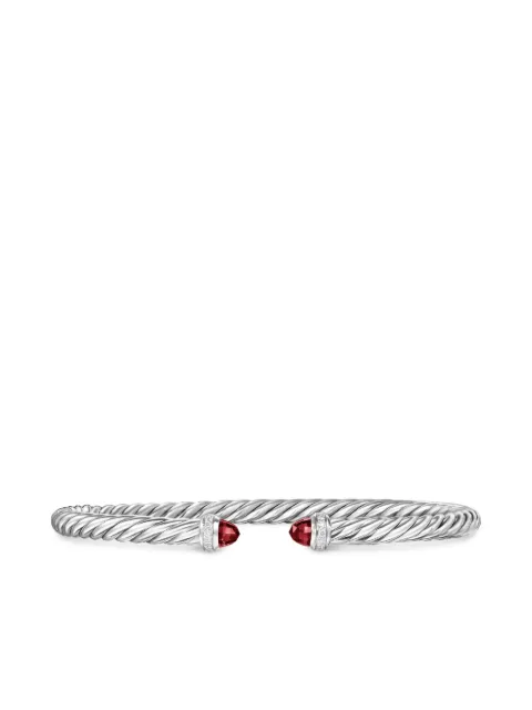 David Yurman sterling silver Cablespira garnet and diamond bracelet (4mm) Silver B18092DSSARGDI