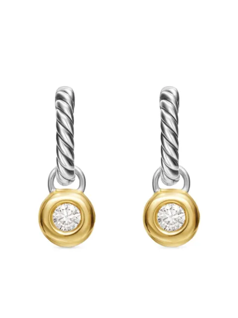 David Yurman 14kt yellow gold and sterling silver Petite Cable diamond earrings (17.5mm) Silver E18444DS4ADI