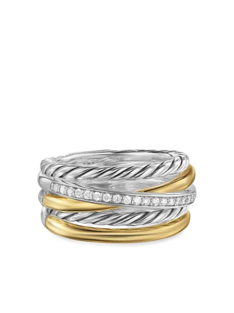 David Yurman 18kt yellow gold Crossover Five Row diamond ring (11mm) Silver R18339DS8ADI