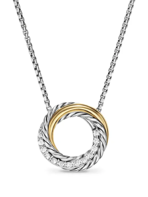 David Yurman 18kt yellow gold and sterling silver Crossover diamond pendant necklace (1.25mm) Silver N16090DS8ADI17