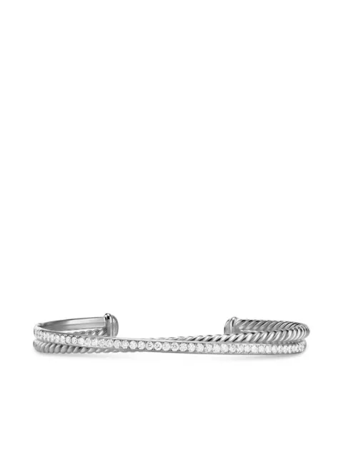 David Yurman sterling silver Crossover Two Row diamond bracelet (6mm) Silver B18370DSSADI