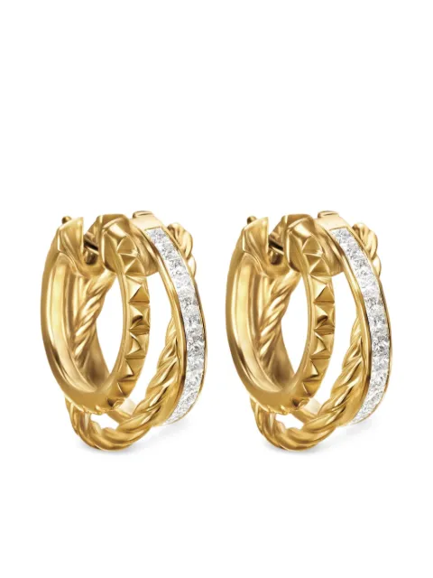 David Yurman 18kt yellow gold Crossover Multi Row diamond hoop earrings (18mm) Gold E18285D88ADI
