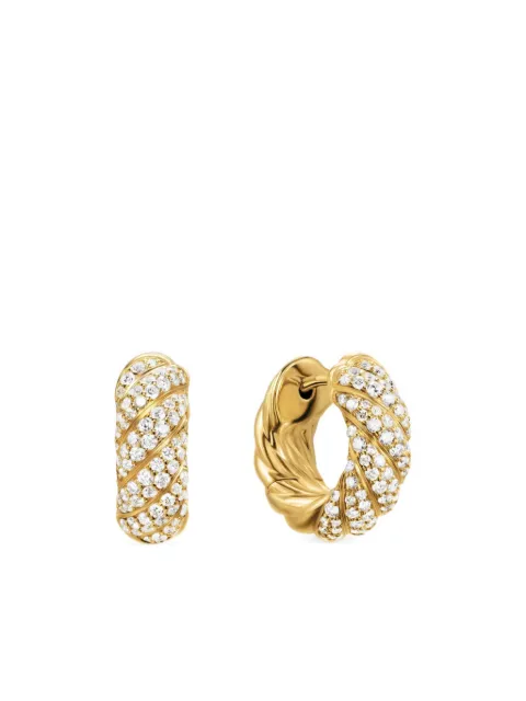 David Yurman 18kt yellow gold Sculpted Cable diamond hoop earrings Gold E17986D88ADI