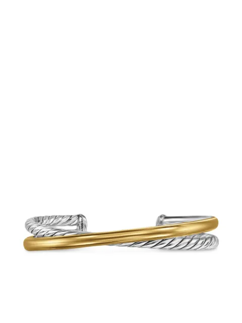David Yurman 14kt yellow gold and sterling silver Crossover Two Row cuff bracelet (11mm) Silver B17679S4