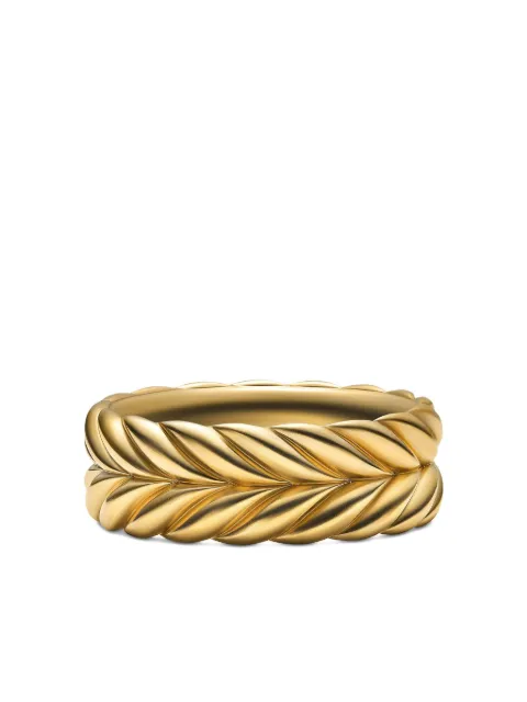 David Yurman 18kt yellow gold Chevron band ring Gold R15184M88