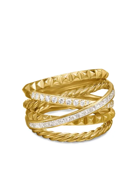 David Yurman 18kt yellow gold Crossover Trio Six Row diamond ring (7mm) Gold R18226D88ADI