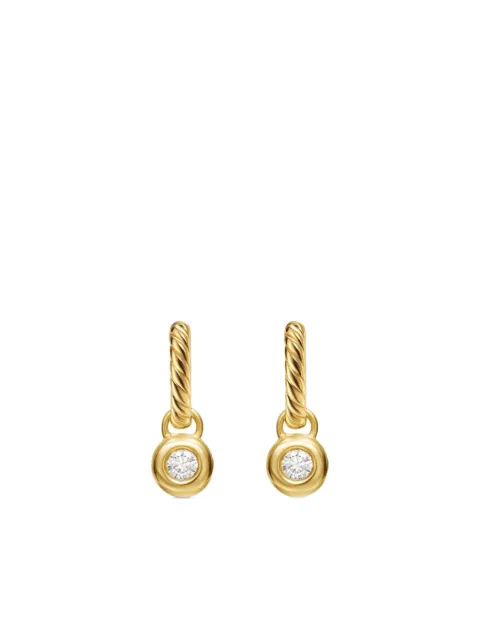 David Yurman 18kt yellow gold Petite Cable diamond huggie drop earrings (17.5mm) Gold E18444D88ADI