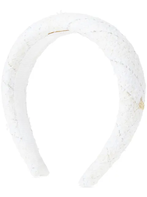 Maison Michel Miwa logo-plaque tweed head band White 2543003001