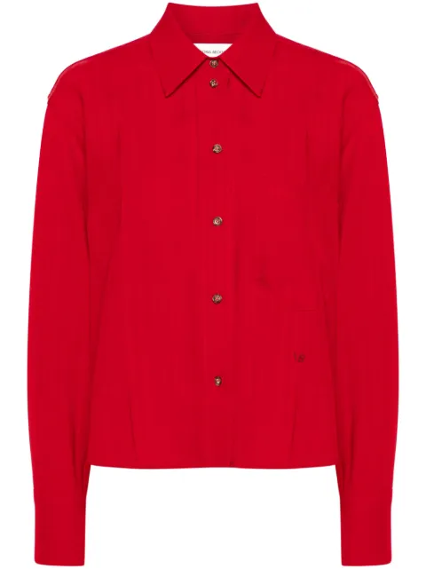 Victoria Beckham spread-collar textured shirt Red 1324WSH005238D