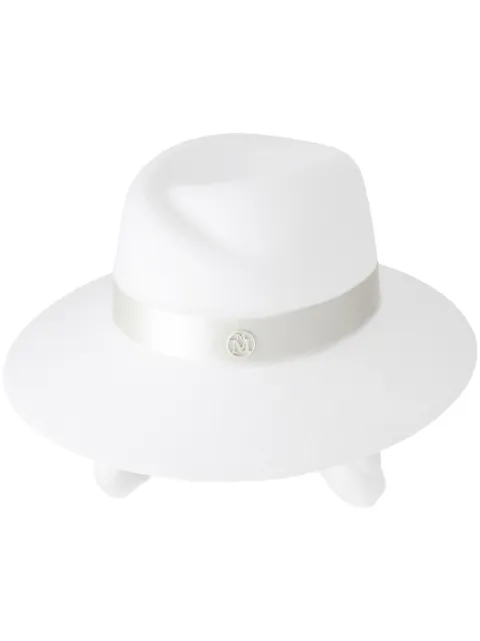 Maison Michel Virginie logo-plaque detail wool fedora White 1205002001