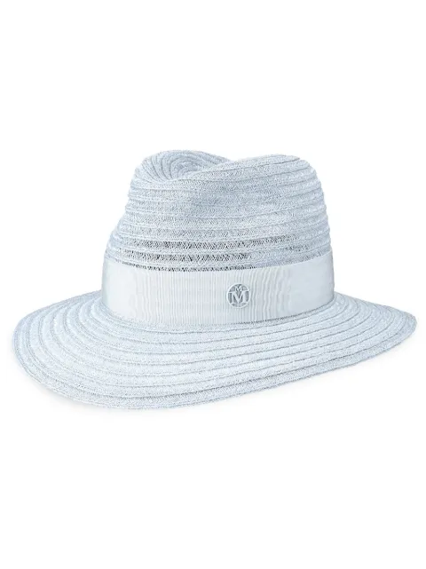 Maison Michel Henrietta straw fedora hat Blue 1002169001