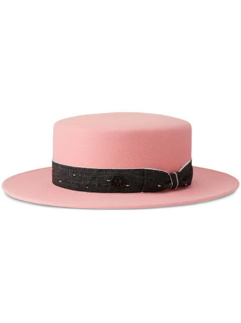 Maison Michel Kiki logo-detail wool fedora Pink 1041148001