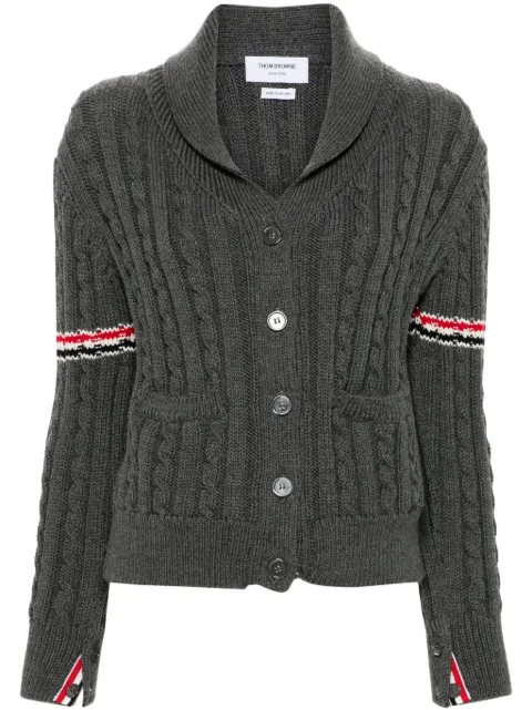 Thom Browne RWB-stripe cable-knit cardigan Grey FKC621AY1024