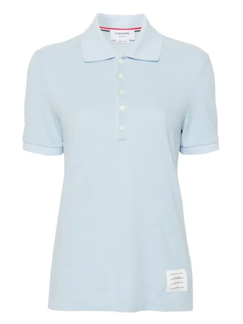 Thom Browne striped logo-patch polo shirt Blue FJP107A00050