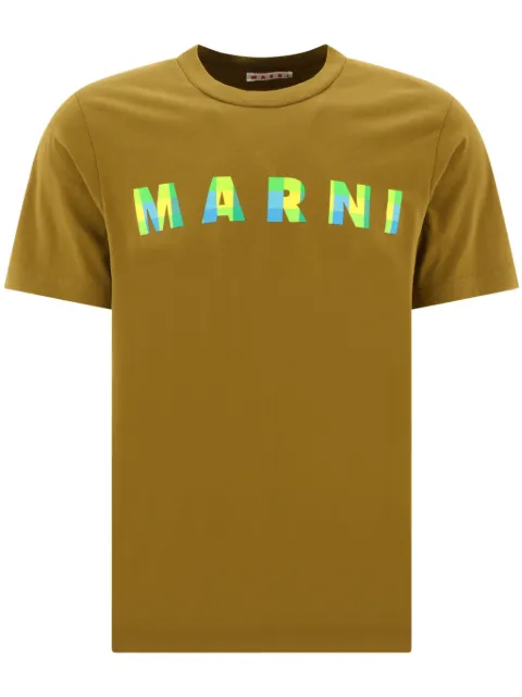Marni logo-print cotton T-shirt Brown HUMU0198PT