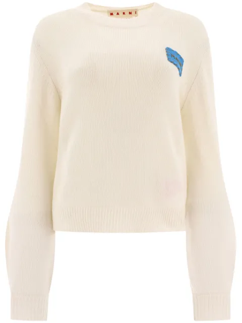 Marni logo-appliqué cashmere jumper Neutrals GCMD0505Q0UFX325
