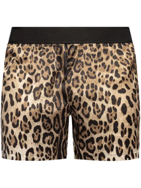 Dolce & Gabbana leopard-print silk boxers Brown M4F05TONR26