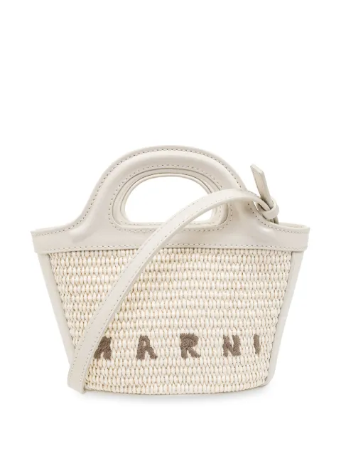 Marni Tropicalia micro bag in leather and raffia-effect fabric White BMMP0067Q0P3860