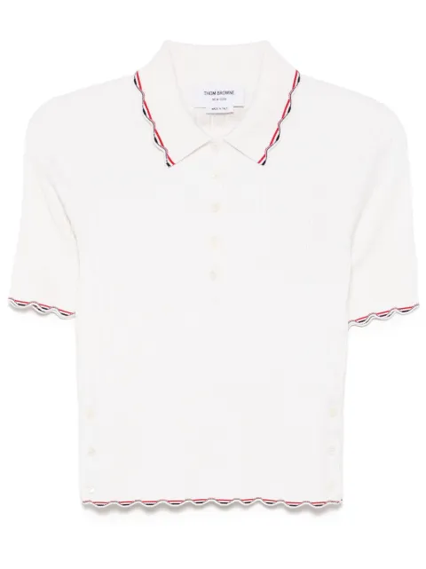 Thom Browne RWB-stripe ribbed-knit polo top FKP120AY4501