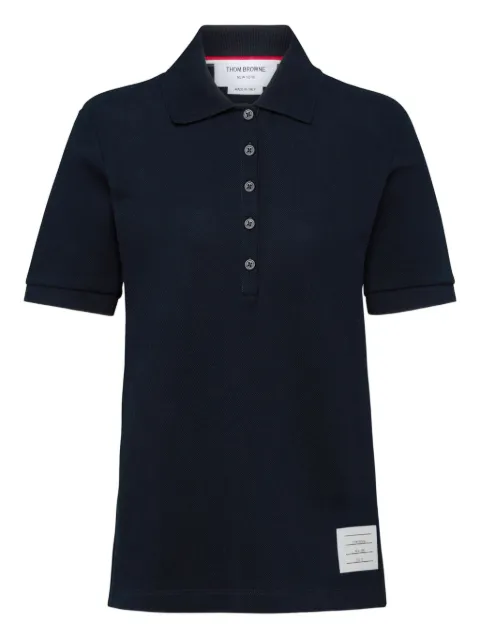 Thom Browne four-bar striped rib-cuffs polo top Black FJP107A00050