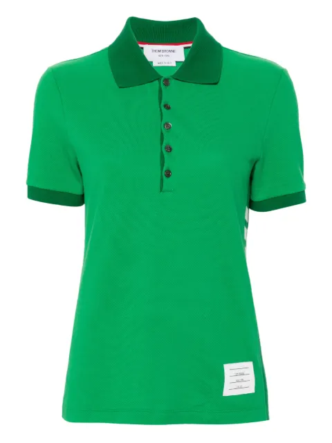 Thom Browne striped logo-patch polo shirt Green FJP107A00050