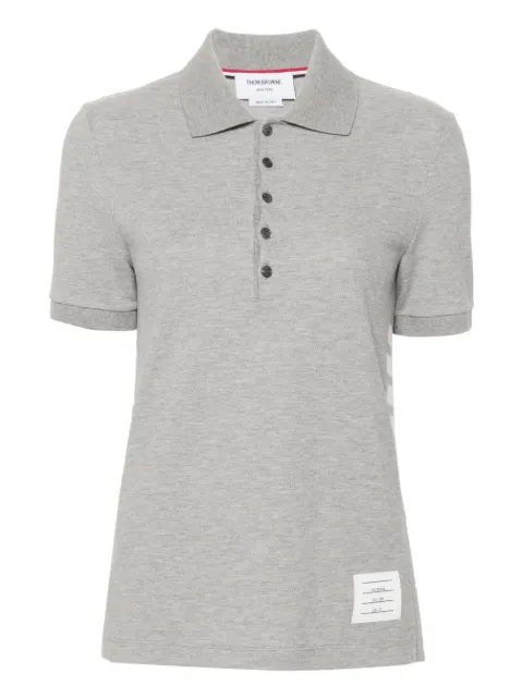 Thom Browne striped logo-patch polo shirt Grey FJP107A00050