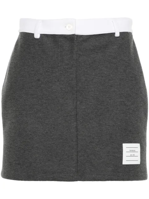 Thom Browne logo-patch mini skirt Grey FJK137AJ0042