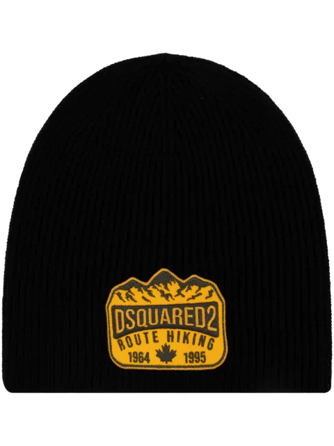 DSQUARED2 logo-appliqué wool beanie Black KNM017001W07707